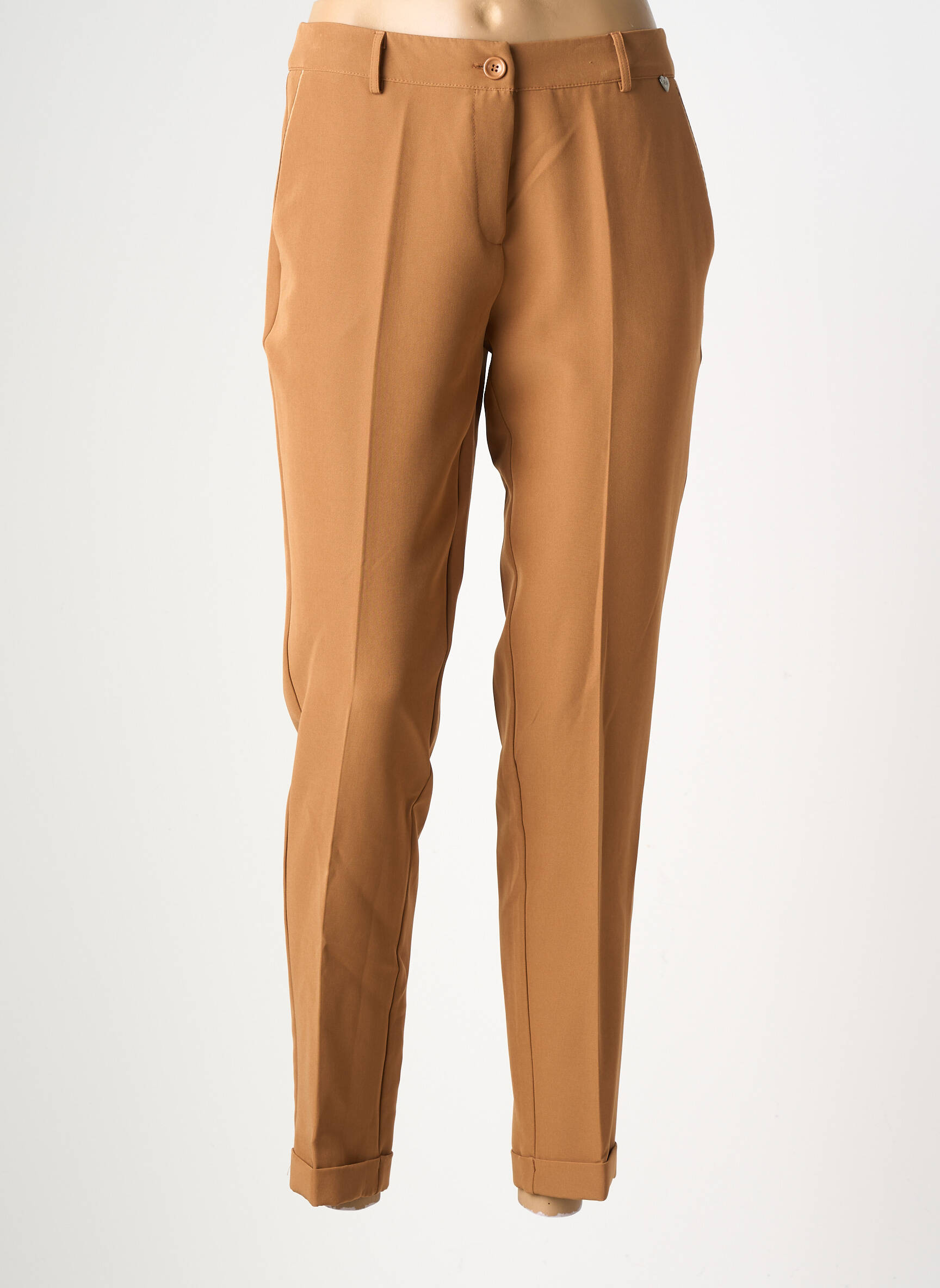 Pantalon slim taille élastique taille normale marron AMELIE & AMELIE femme