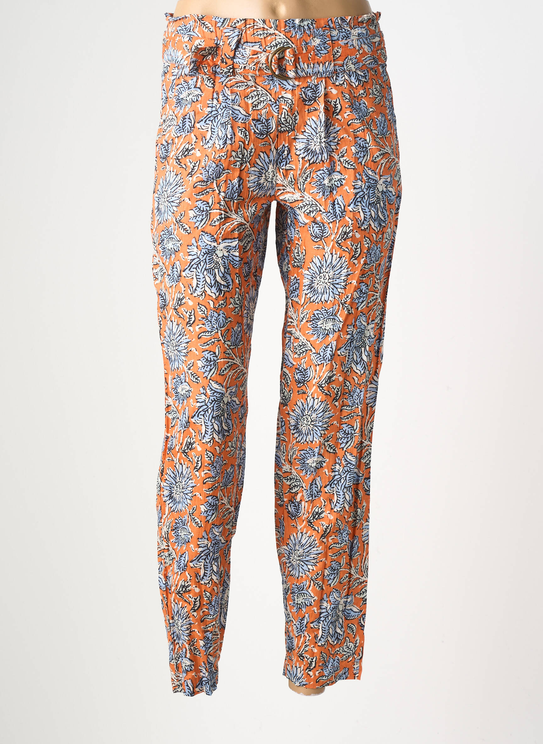 Pantalon slim taille haute taille haute orange YERSE femme