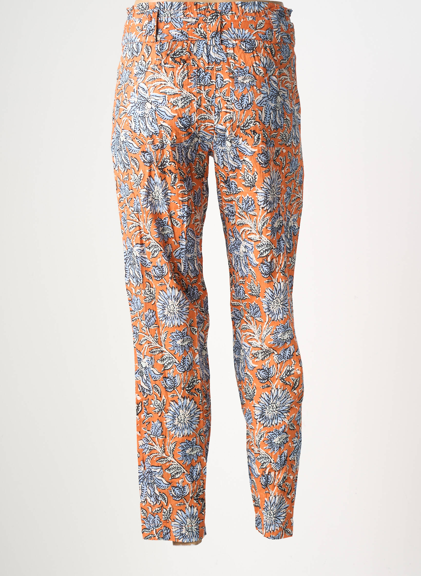 Pantalon slim taille haute taille haute orange YERSE femme