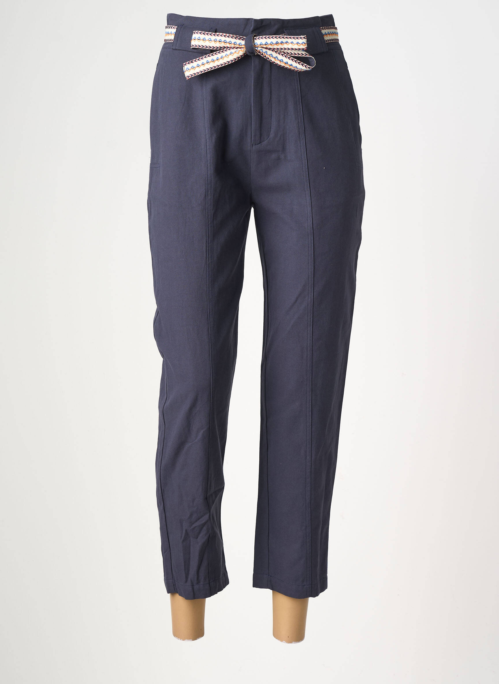 Pantalon 7/8 taille haute taille haute bleu SUNCOO femme