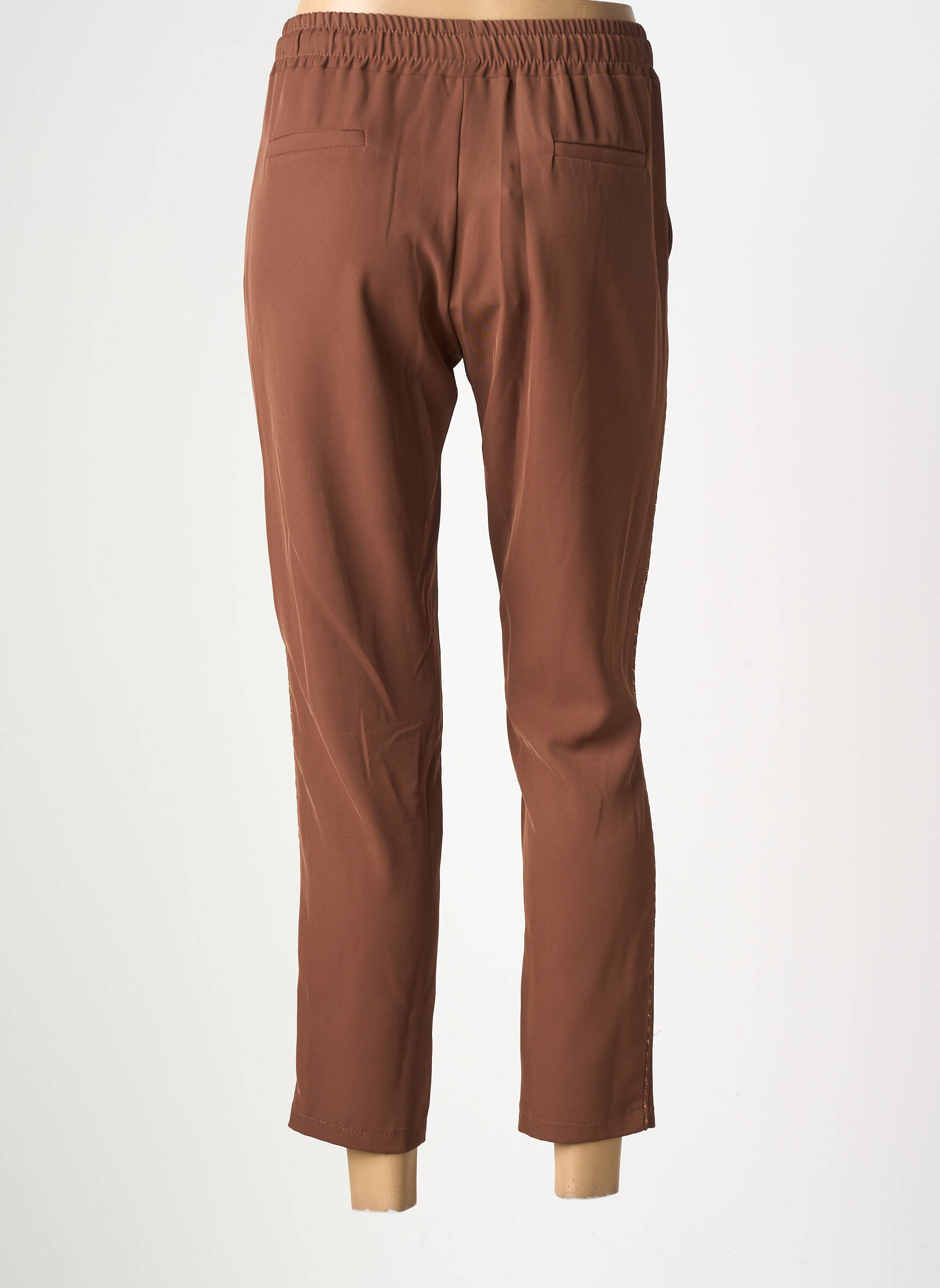 Pantalon 7/8 taille élastique taille normale marron AMELIE & AMELIE femme