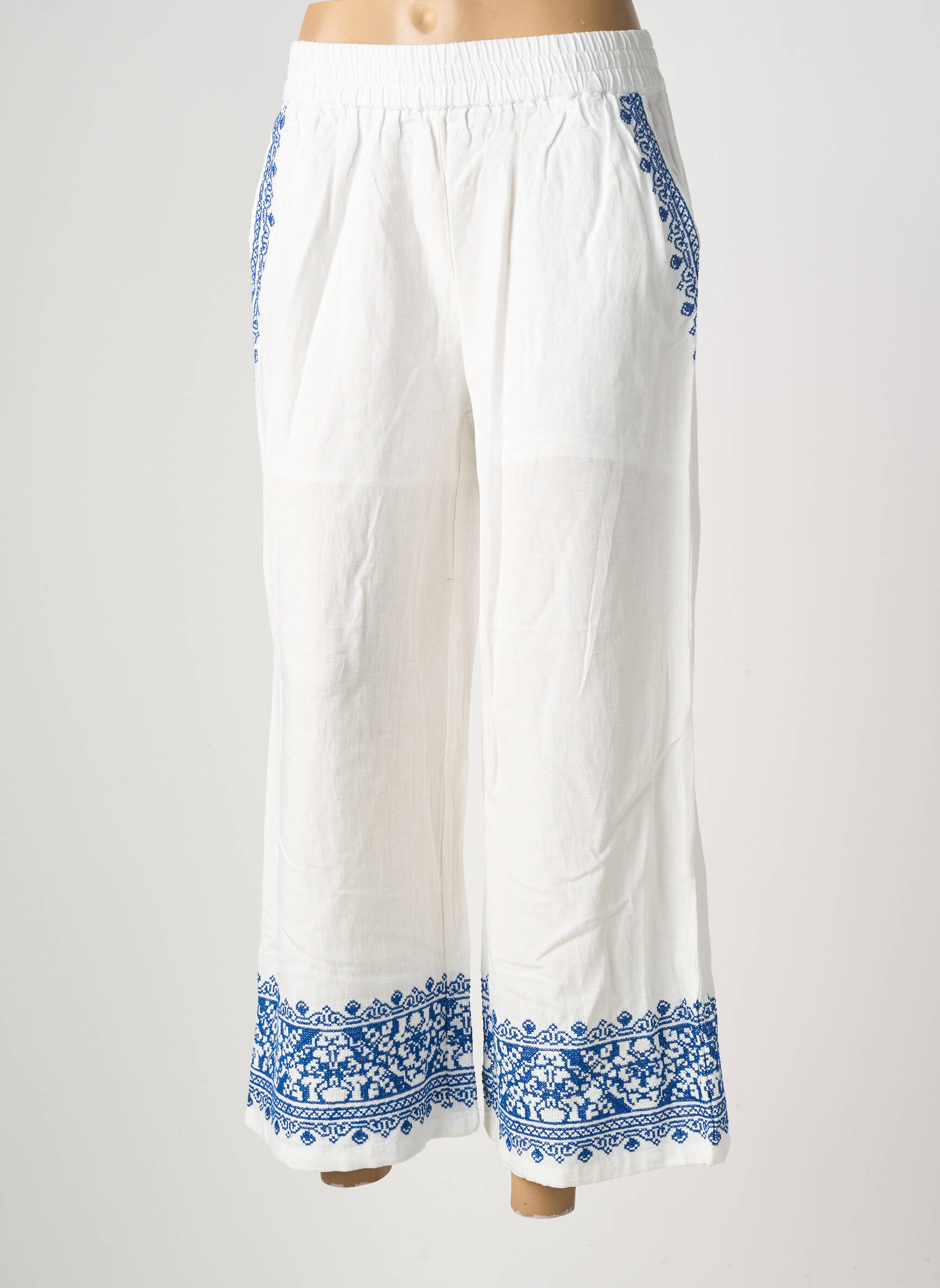 Pantalon large tissage crêpe taille normale blanc IMAGINE femme