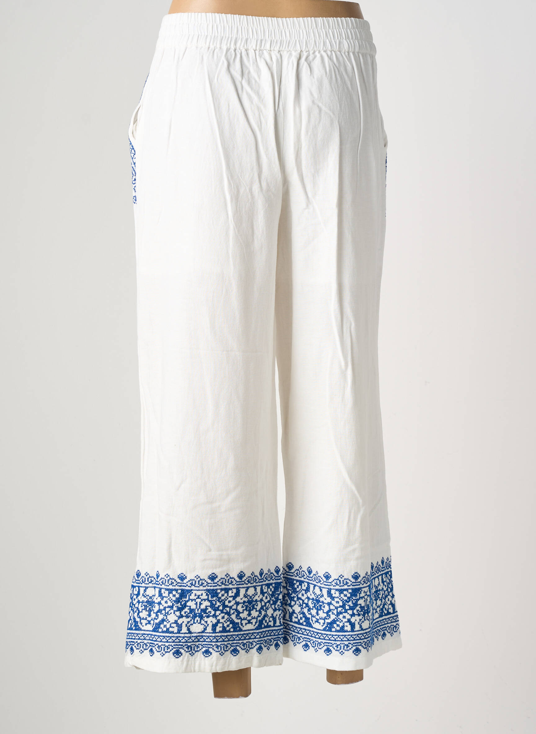 Pantalon large tissage crêpe taille normale blanc IMAGINE femme