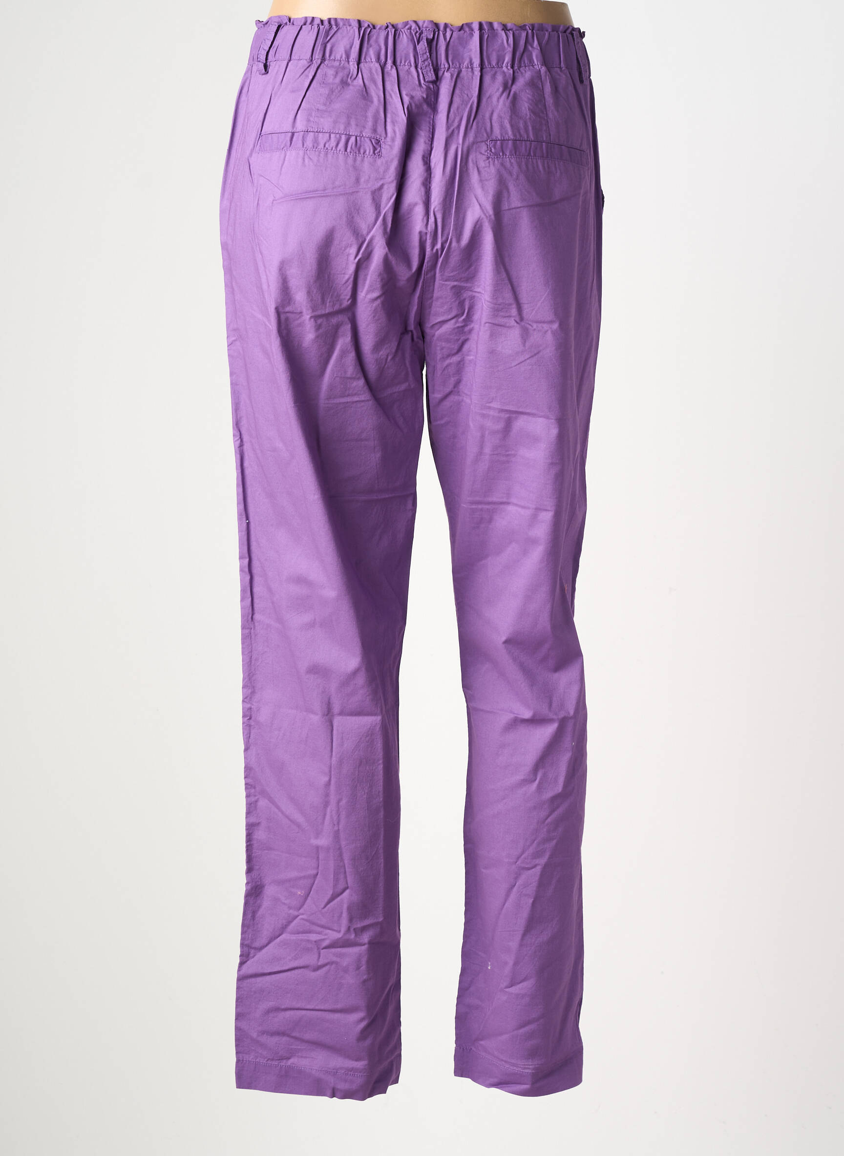 Pantalon droit tissage popeline taille normale violet YERSE femme