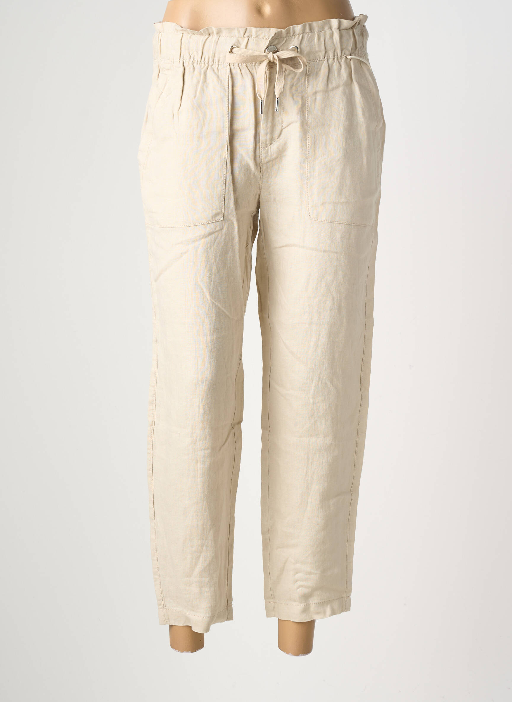 Pantalon 7/8 taille haute taille haute beige STREET ONE femme