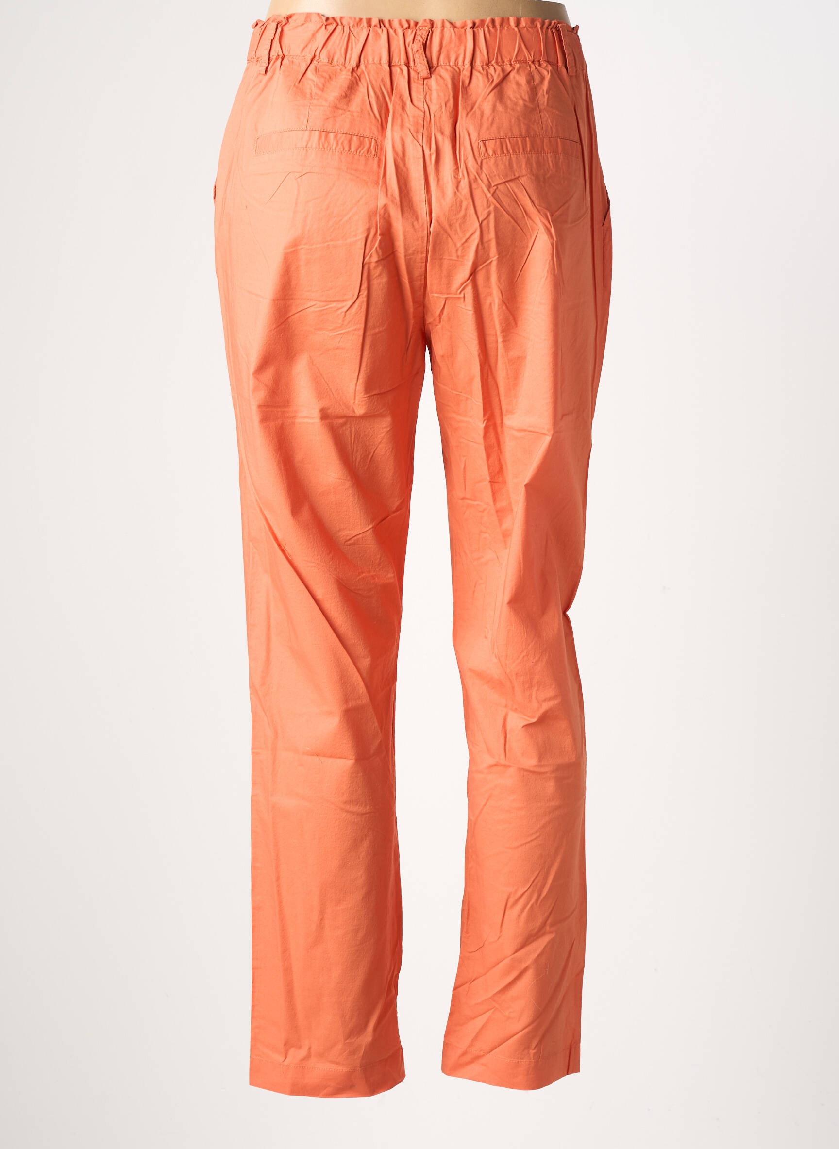 Pantalon droit tissage popeline taille normale orange YERSE femme