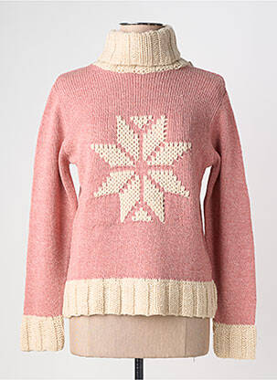 Pull col roulé coupe cintrée manches longues rose LUCCHINI femme