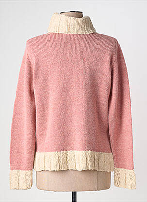Pull col roulé coupe cintrée manches longues rose LUCCHINI femme