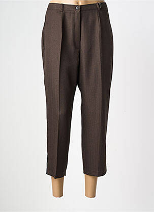 Pantalon 7/8 fermeture zippée sous rabat boutonné taille normale marron ATLANTA femme