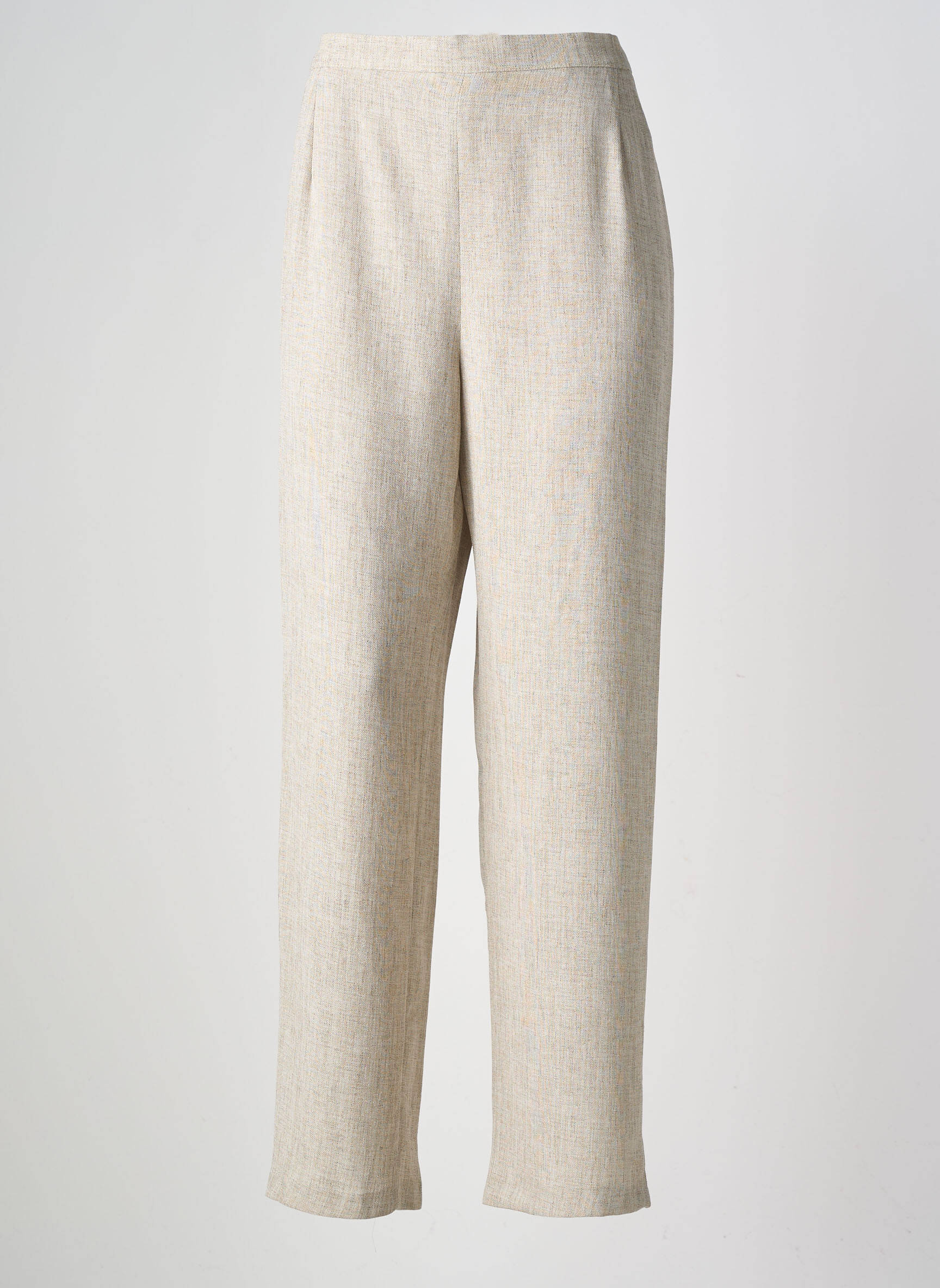 Pantalon droit tissage crêpe taille normale beige ATLANTA femme