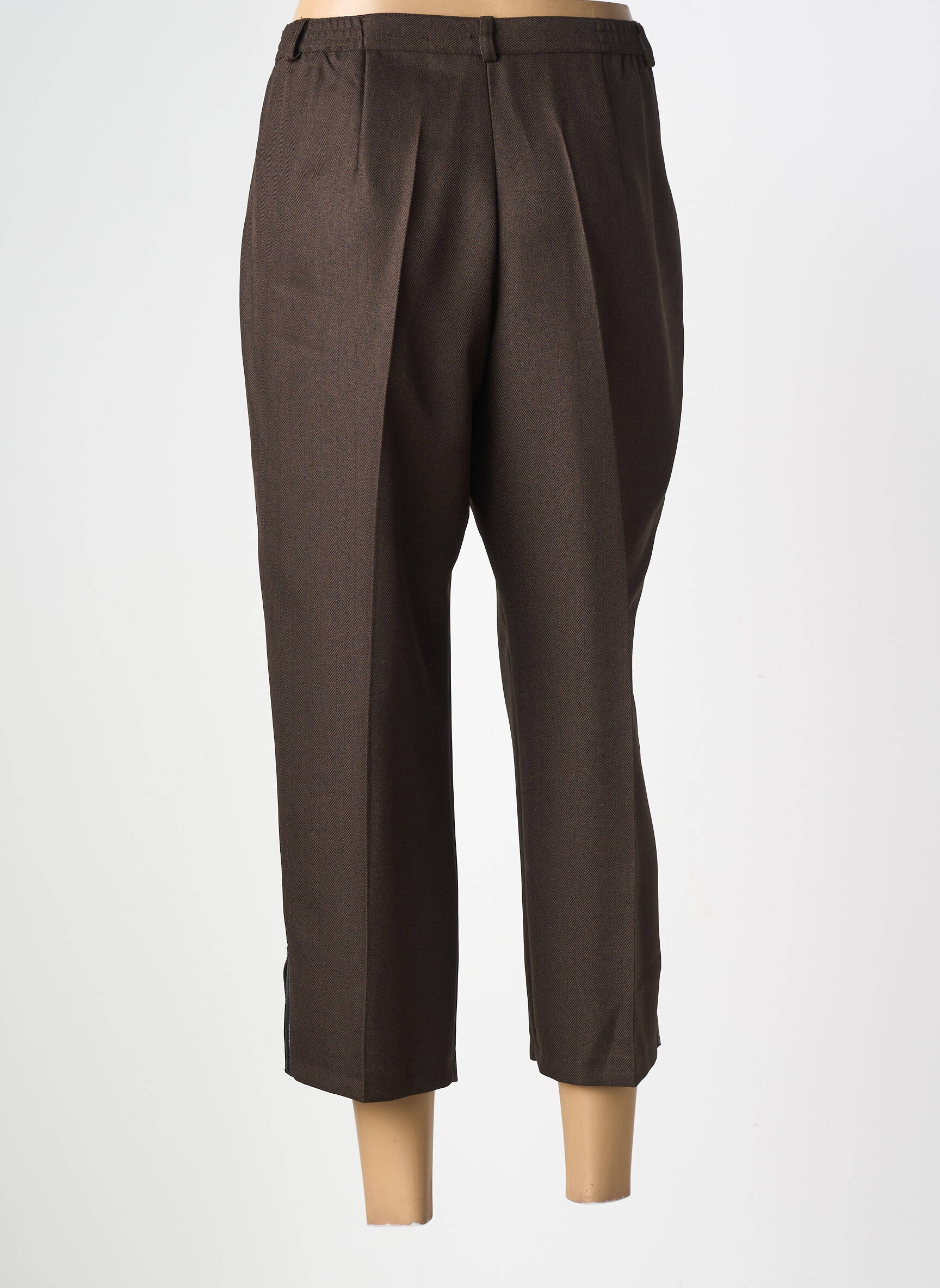 Pantalon 7/8 fermeture zippée sous rabat boutonné taille normale marron ATLANTA femme