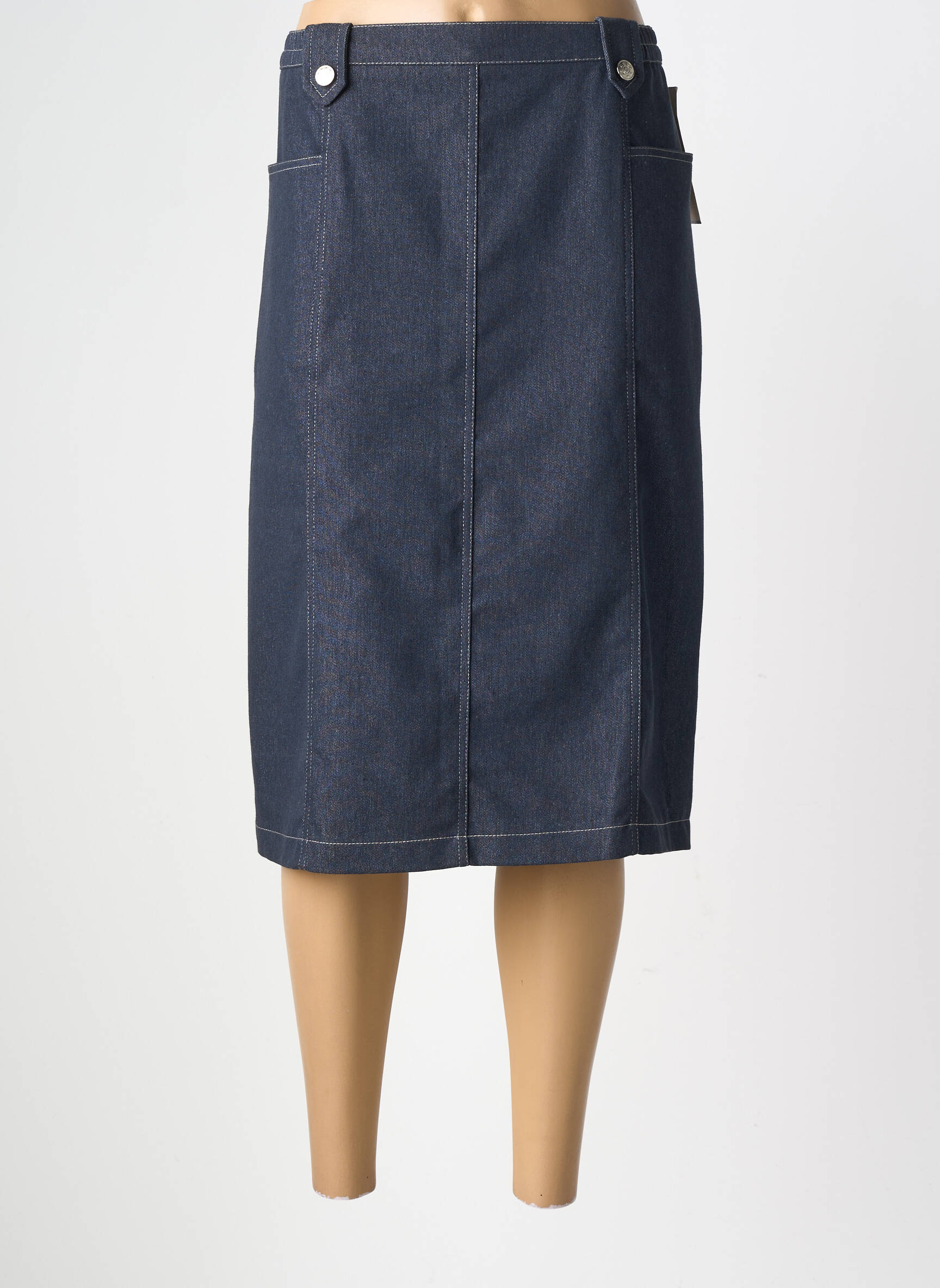 Jupe mi-longue stretch bleu 20/20 femme