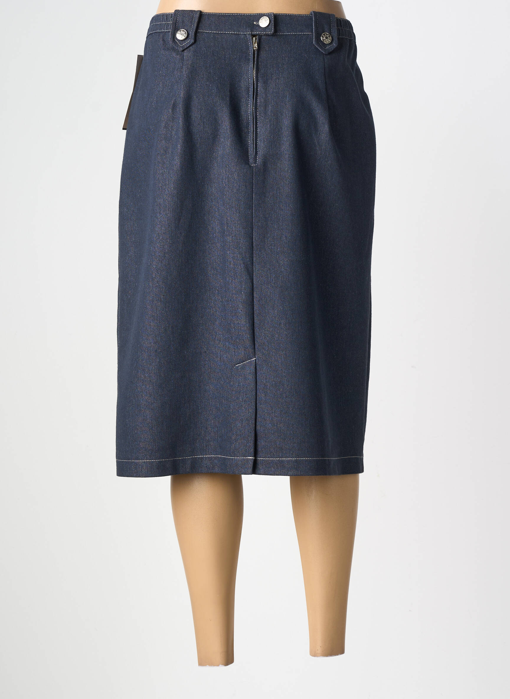 Jupe mi-longue stretch bleu 20/20 femme