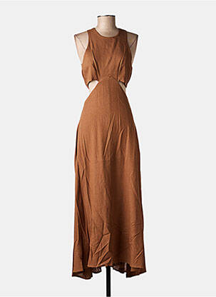 Robe longue sans manche sans manche marron LUMINA femme