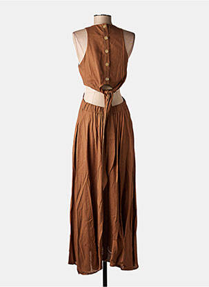 Robe longue sans manche sans manche marron LUMINA femme