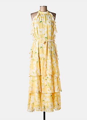 Robe longue imprimé fleurs sans manche jaune DE ROYAL femme