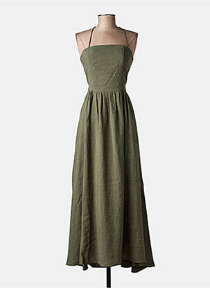 Robe longue sans manche sans manche vert LUMINA femme