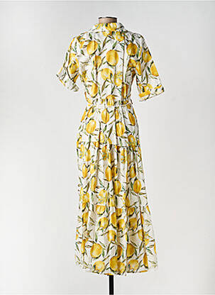 Robe longue imprimé fantaisie manches courtes jaune ALTAMIRA femme