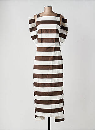 Robe longue sans manche sans manche marron LUMINA femme