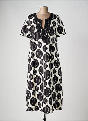 Robe longue imprimé fantaisie manches courtes noir DIANA GALLESI femme