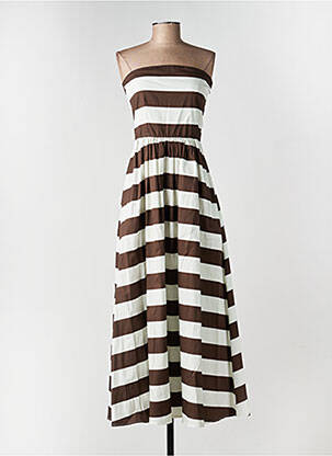 Robe longue sans manche sans manche marron LUMINA femme