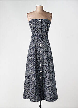 Robe mi-longue sans manche sans manche bleu LUMINA femme