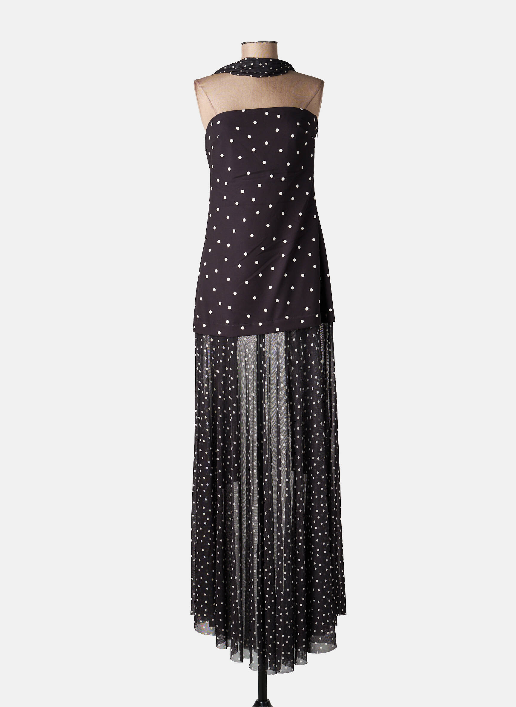 Robe longue sans manche sans manche noir LUMINA femme
