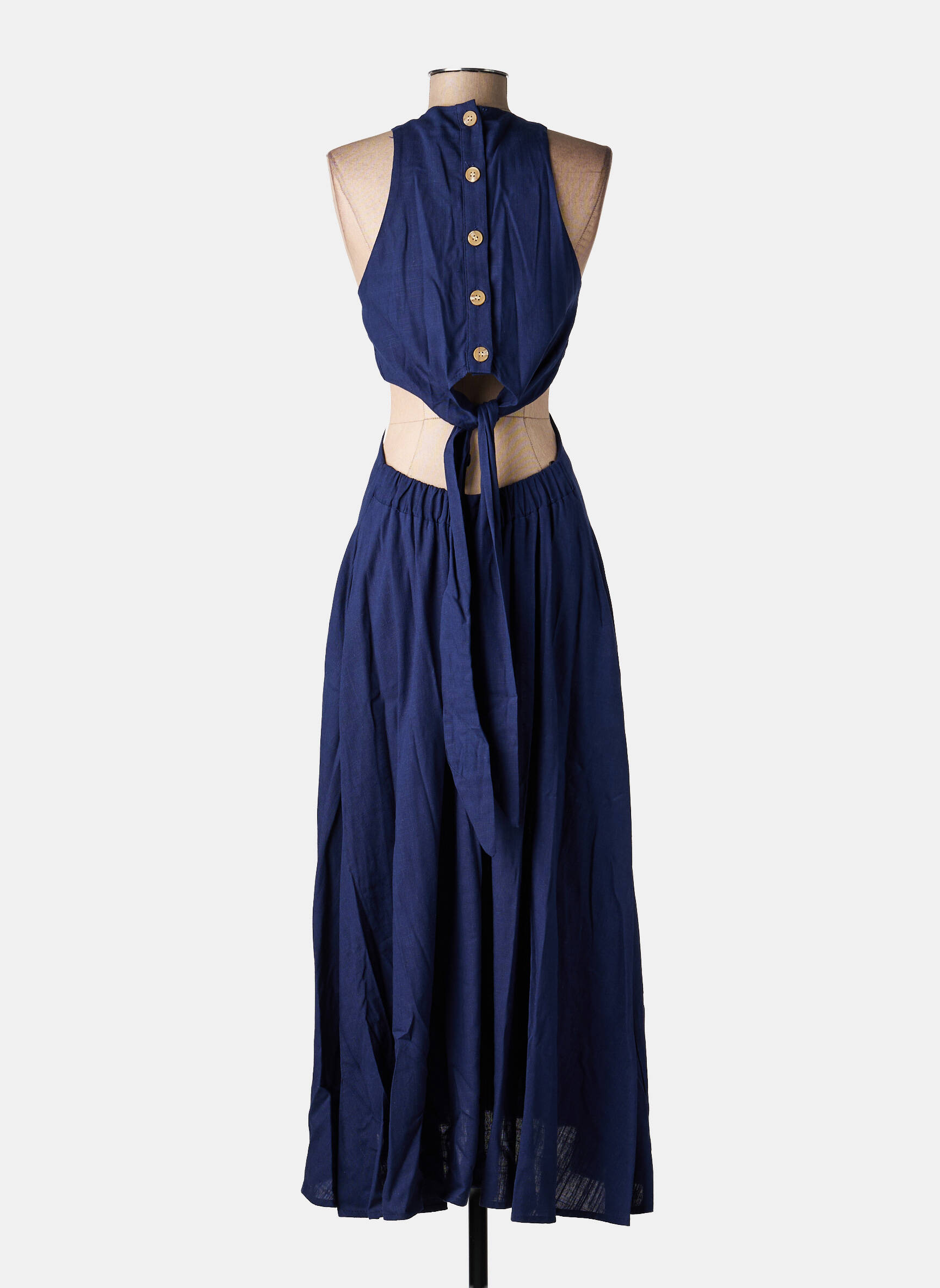 Robe longue sans manche sans manche bleu LUMINA femme