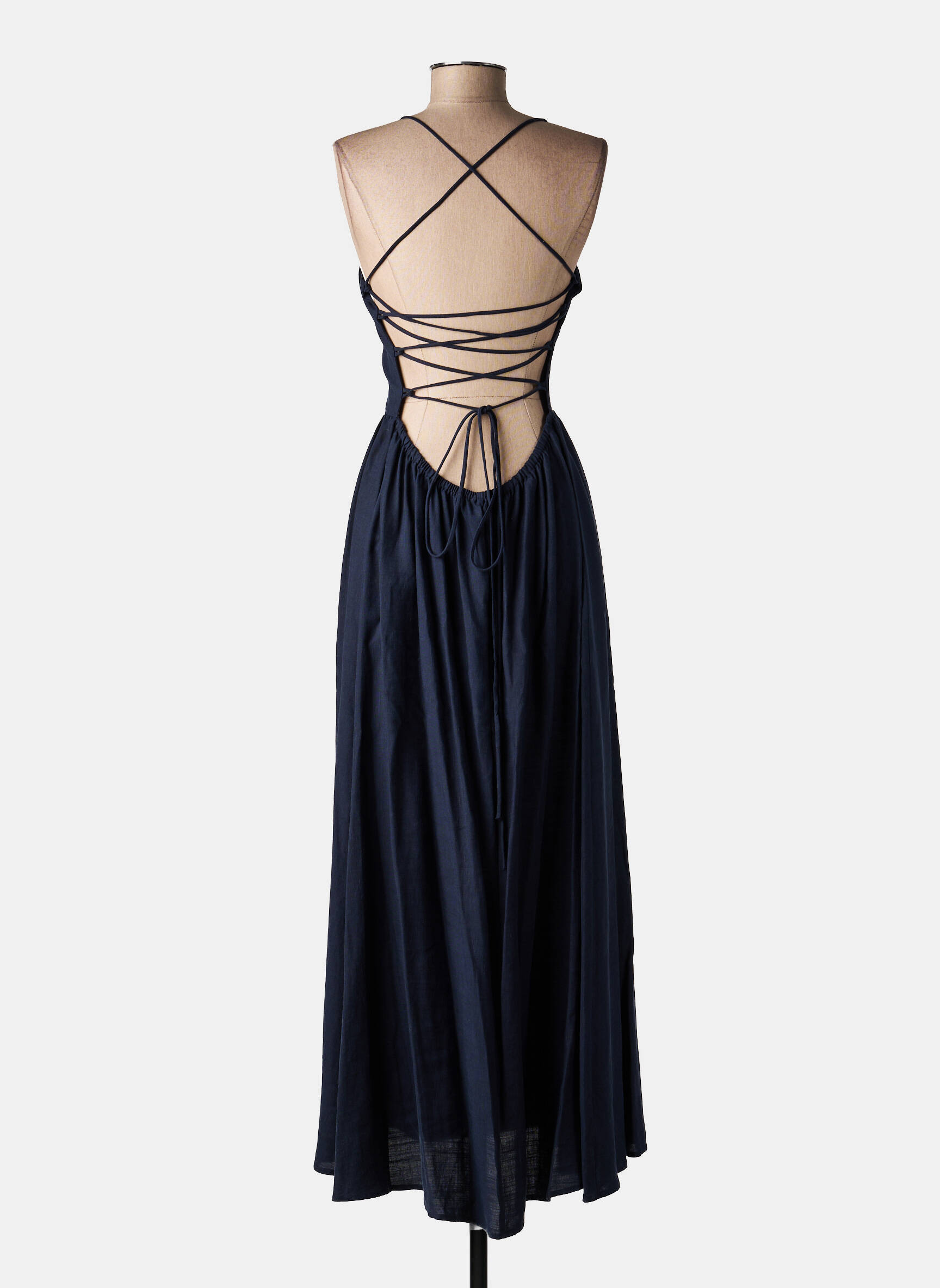 Robe longue sans manche sans manche bleu LUMINA femme