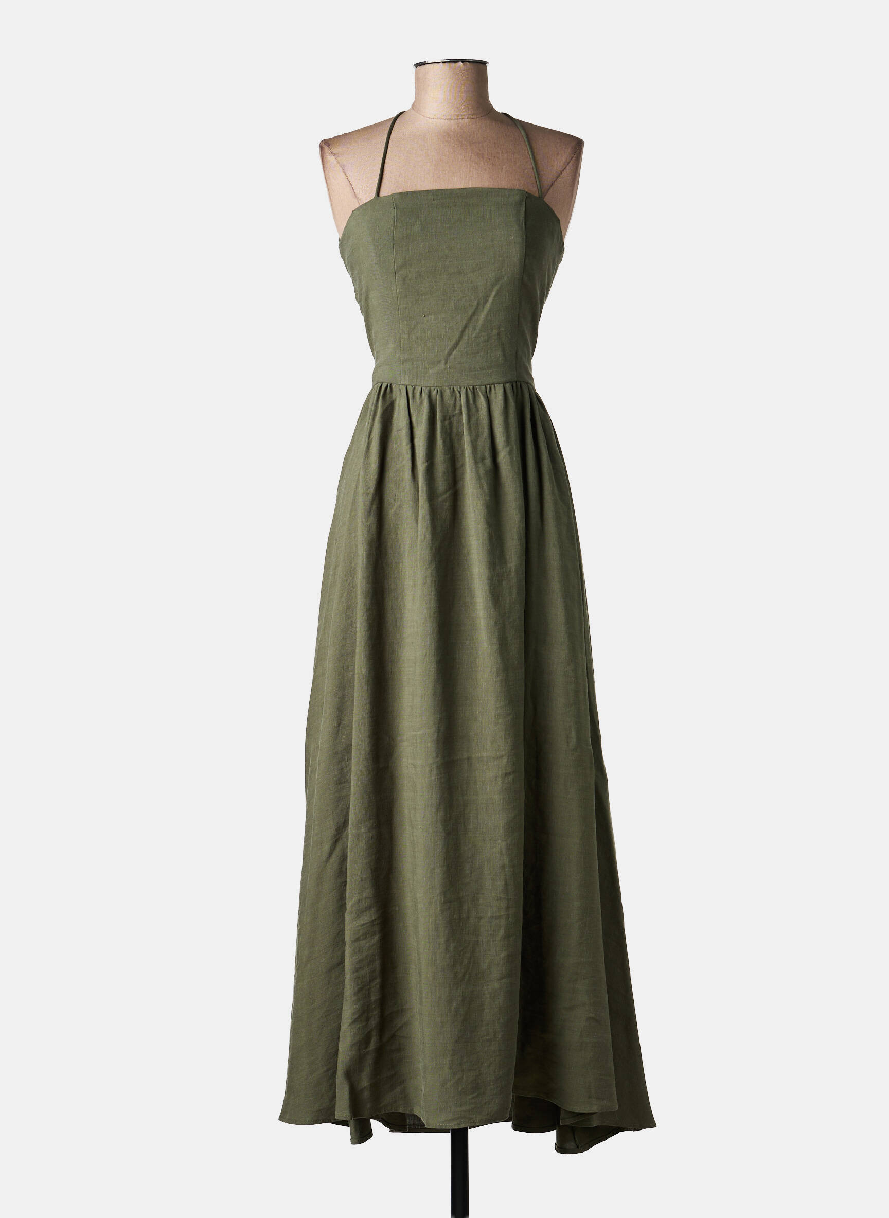 Robe longue sans manche sans manche vert LUMINA femme