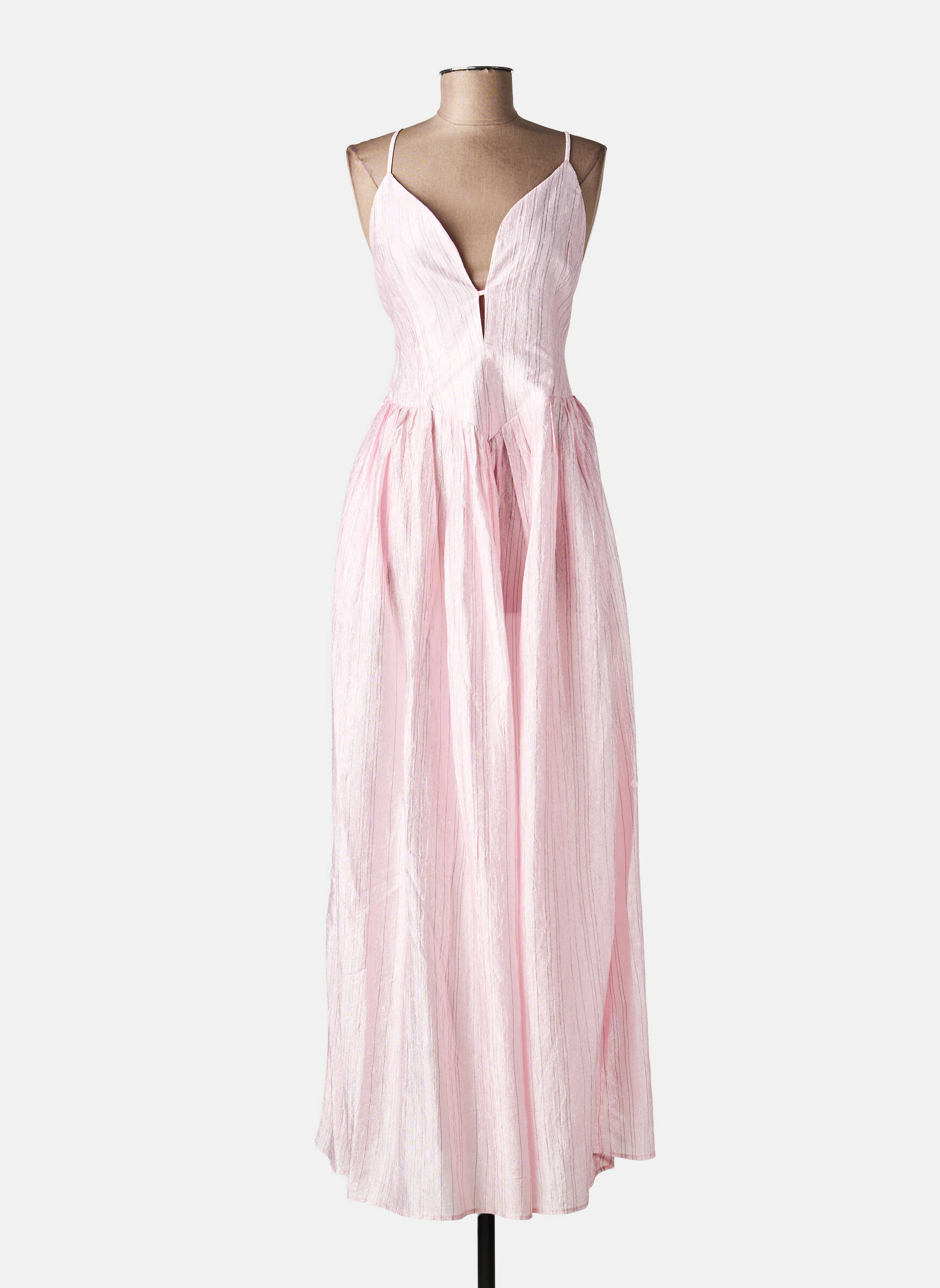 Robe longue imprimé fantaisie fines bretelles rose LUMINA femme