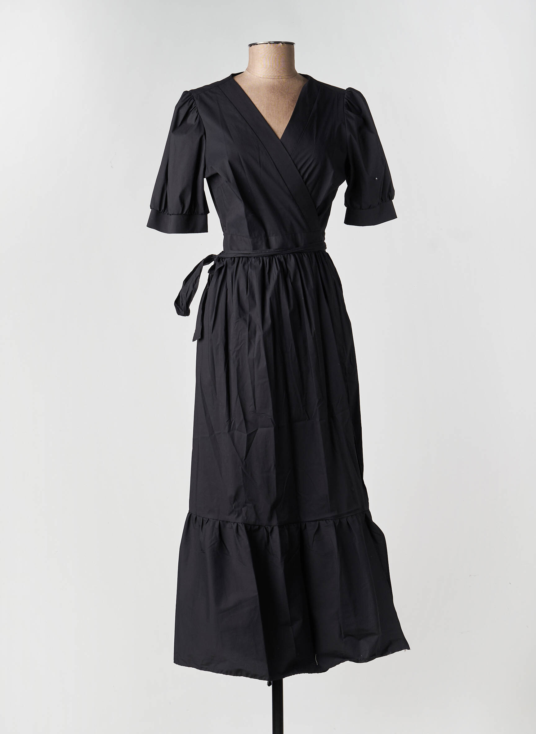 Robe longue manches courtes manches courtes noir DIANA GALLESI femme