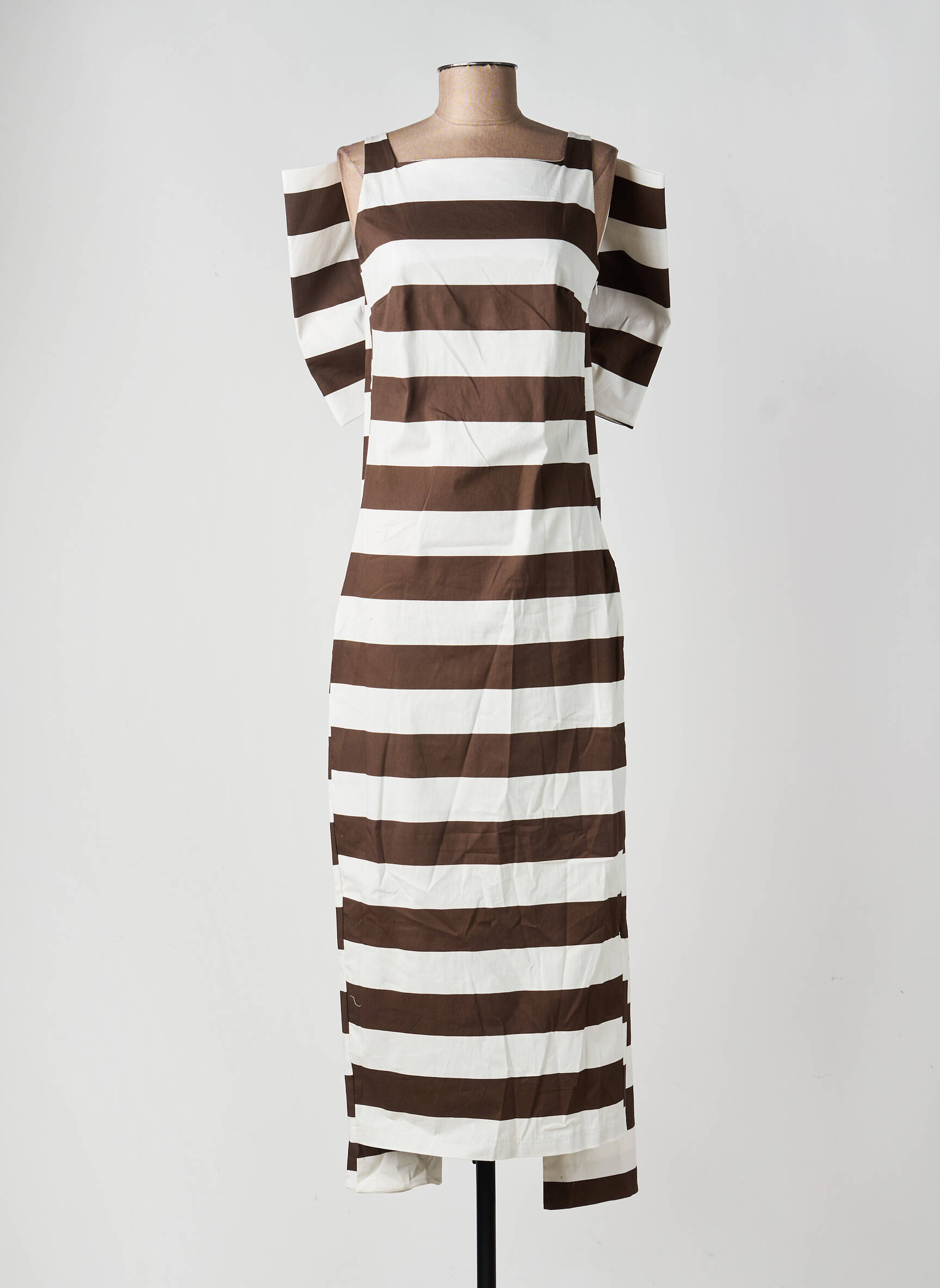 Robe longue sans manche sans manche marron LUMINA femme