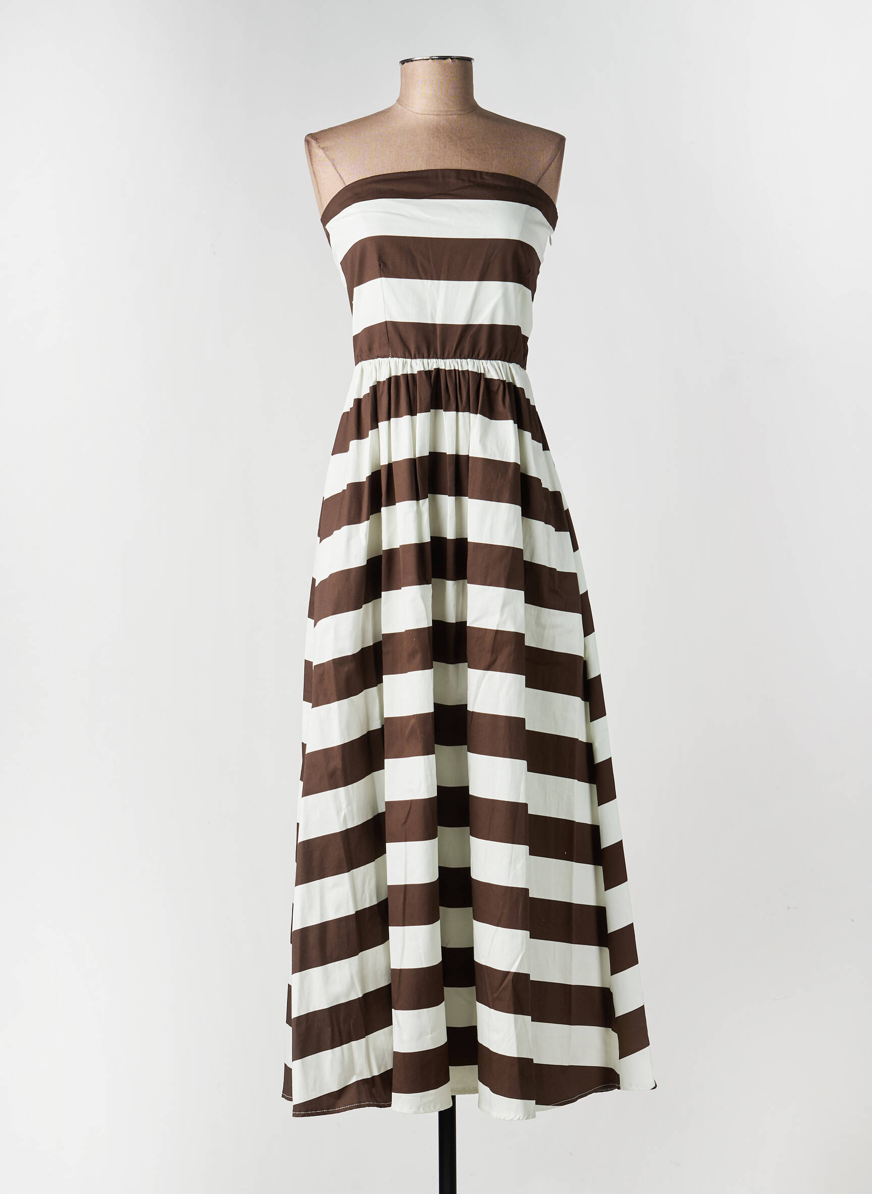 Robe longue sans manche sans manche marron LUMINA femme