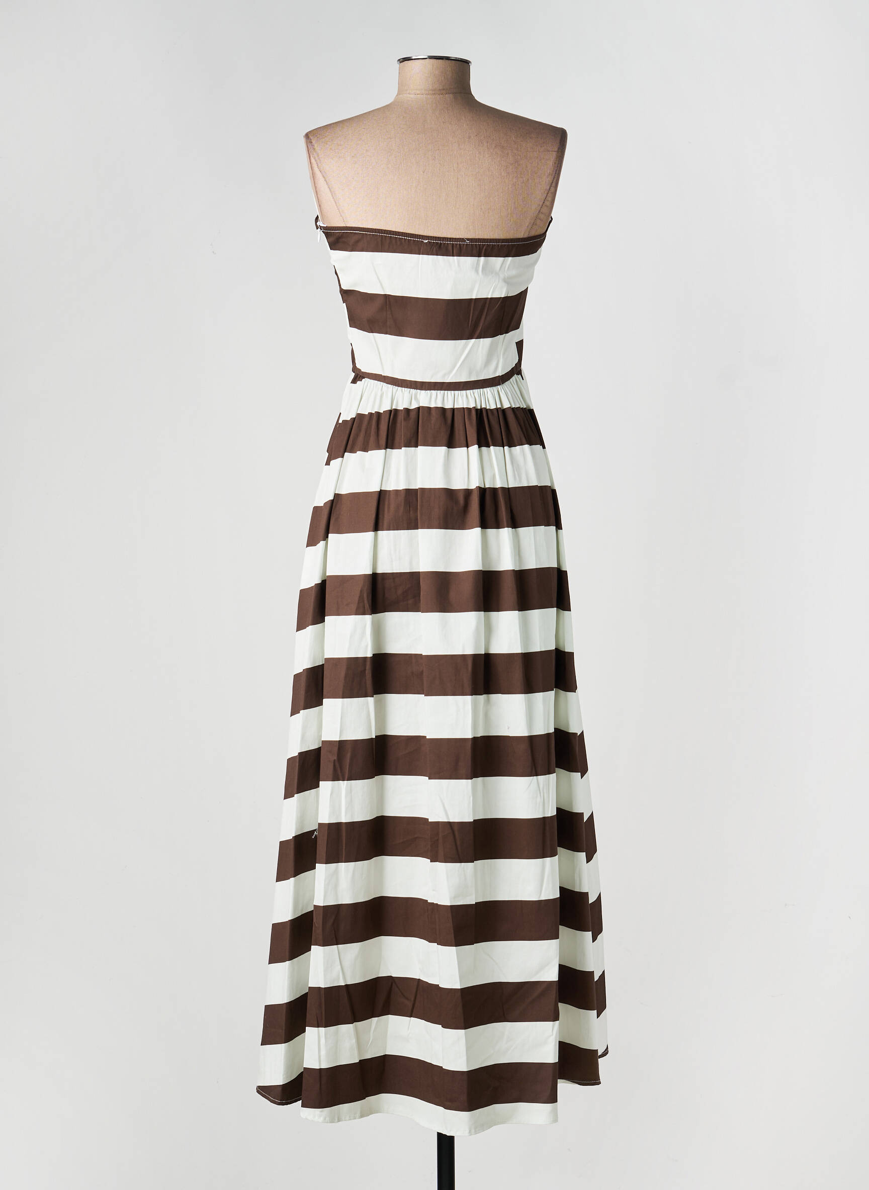 Robe longue sans manche sans manche marron LUMINA femme