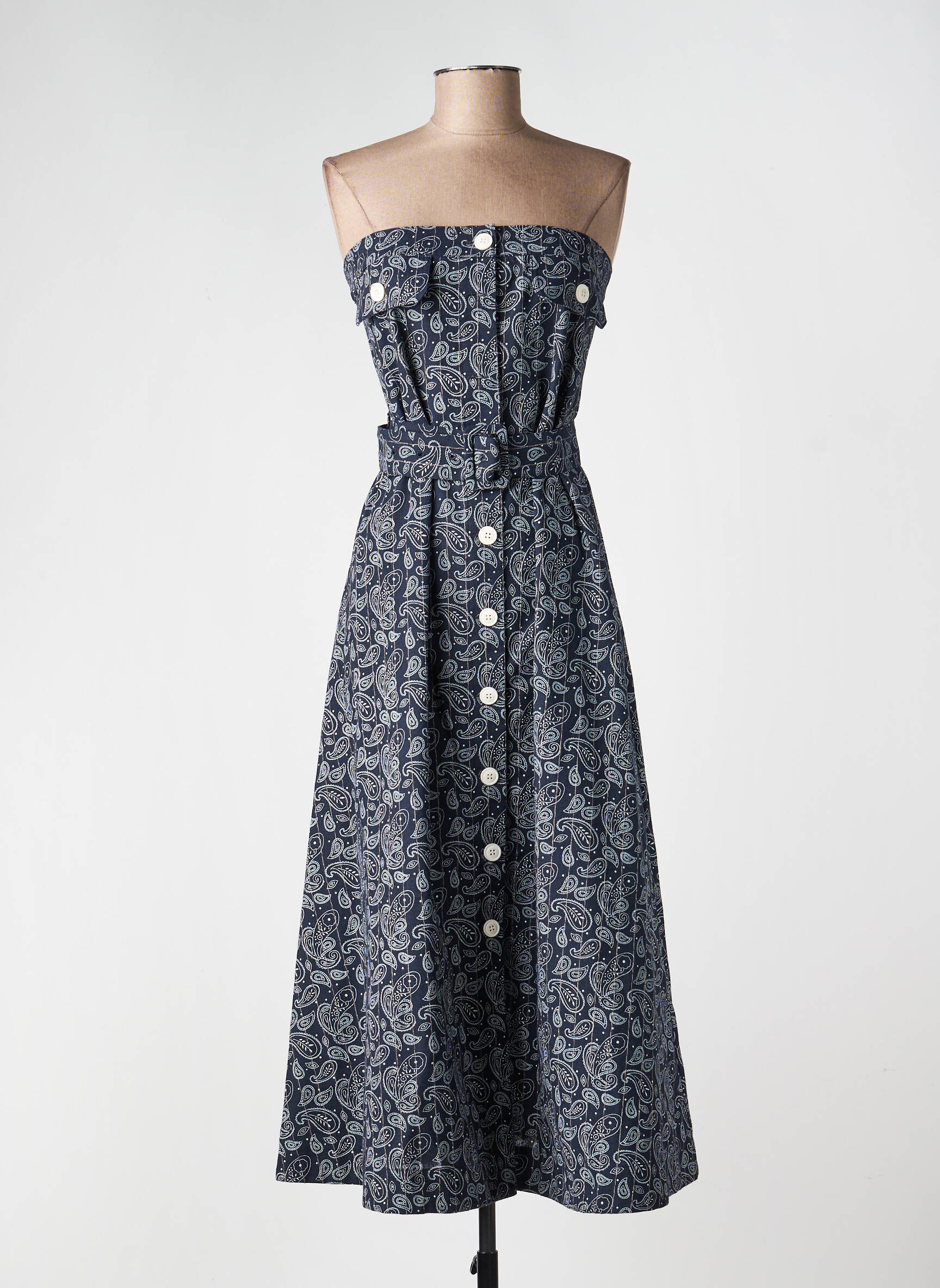 Robe mi-longue sans manche sans manche bleu LUMINA femme