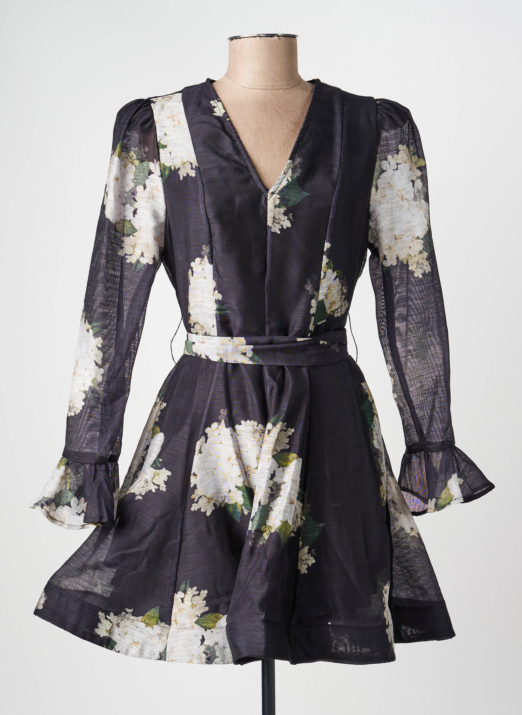 Robe courte fermeture zippée au dos manches longues noir DE ROYAL femme