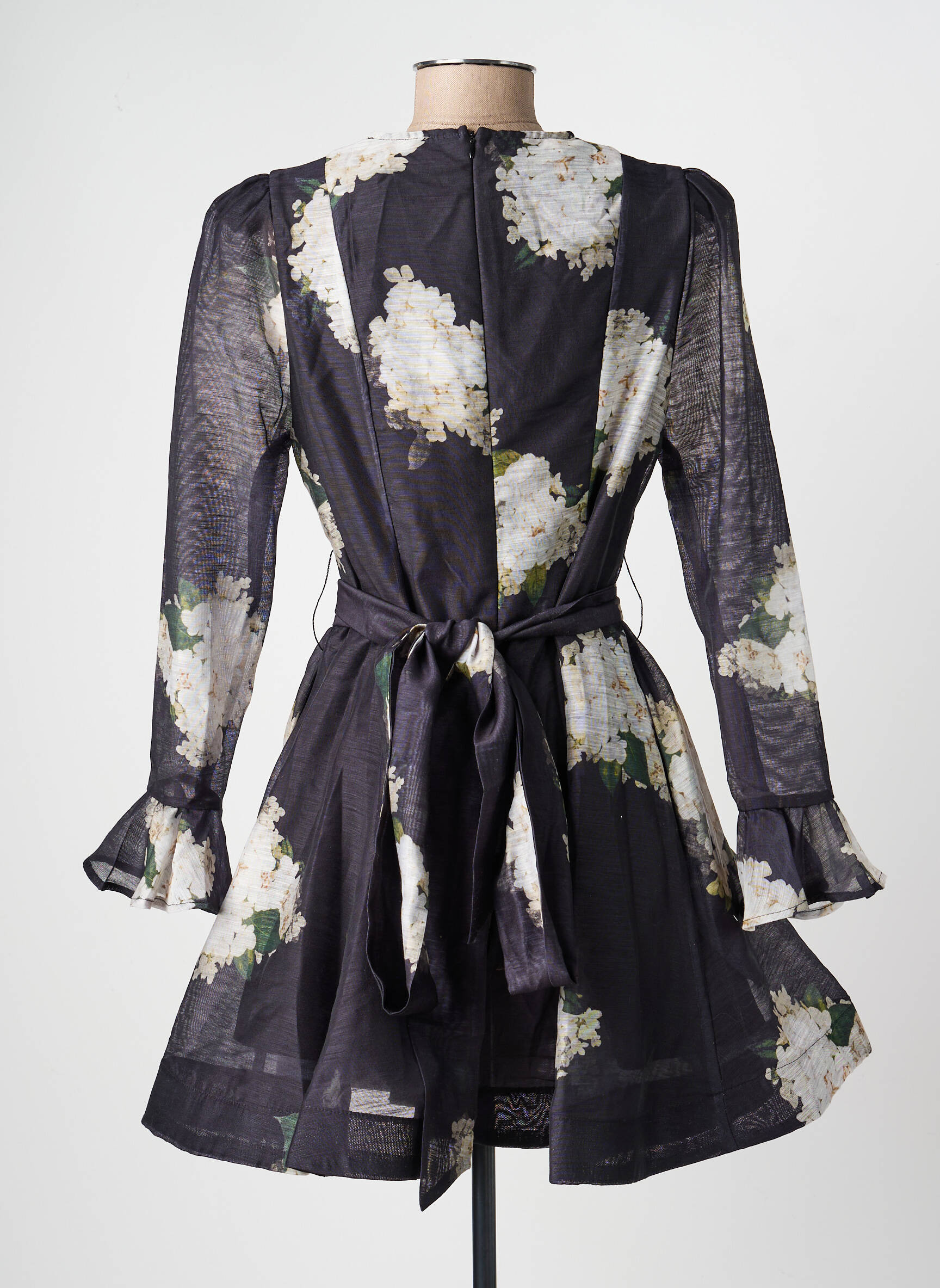 Robe courte fermeture zippée au dos manches longues noir DE ROYAL femme