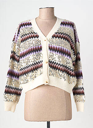Gilet manches longues fermeture boutonnée sur le devant violet DE ROYAL femme