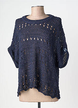 Pull col rond manches courtes bleu CIVICO 1 femme