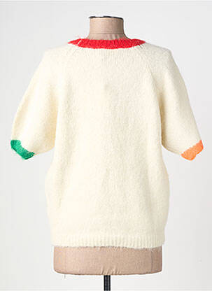Pull coupe droite manches courtes beige DE ROYAL femme
