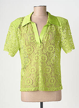 Chemisier coupe cintrée manches courtes vert LUMINA femme