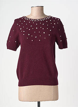 Pull coupe cintrée manches courtes violet ANGELA DAVIS femme