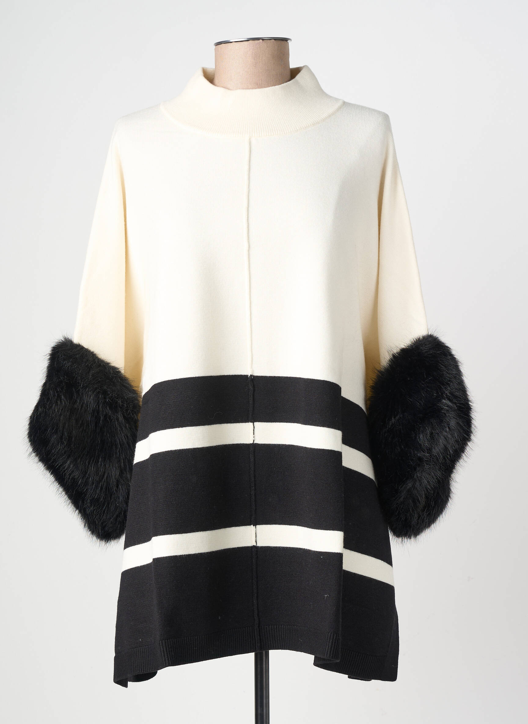 Pull tunique maille fine manches 3/4 blanc DIANA GALLESI femme