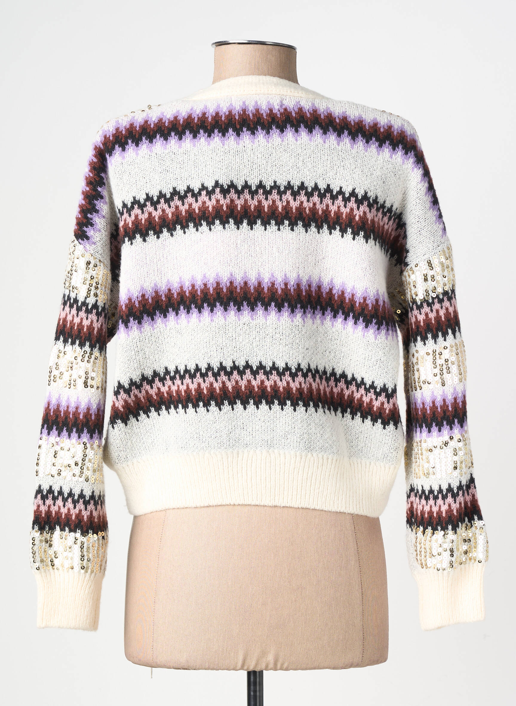 Gilet manches longues fermeture boutonnée sur le devant violet DE ROYAL femme