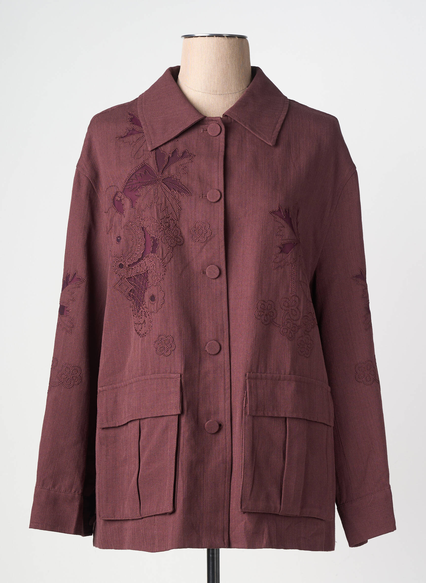 Veste casual poignets boutonnés avec fente violet CIVICO 1 femme