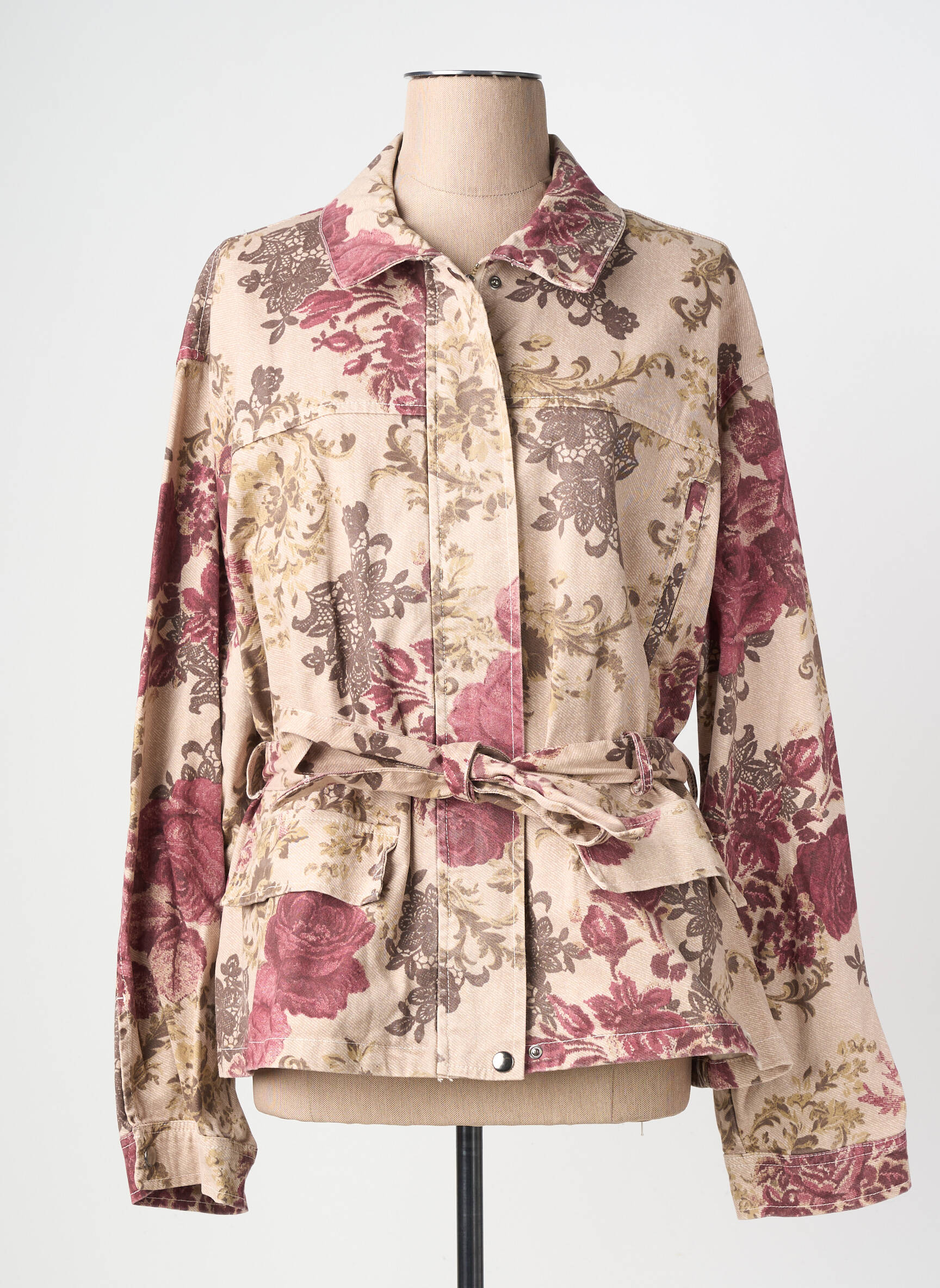 Veste casual poignets boutonnés avec fente beige LUMINA femme