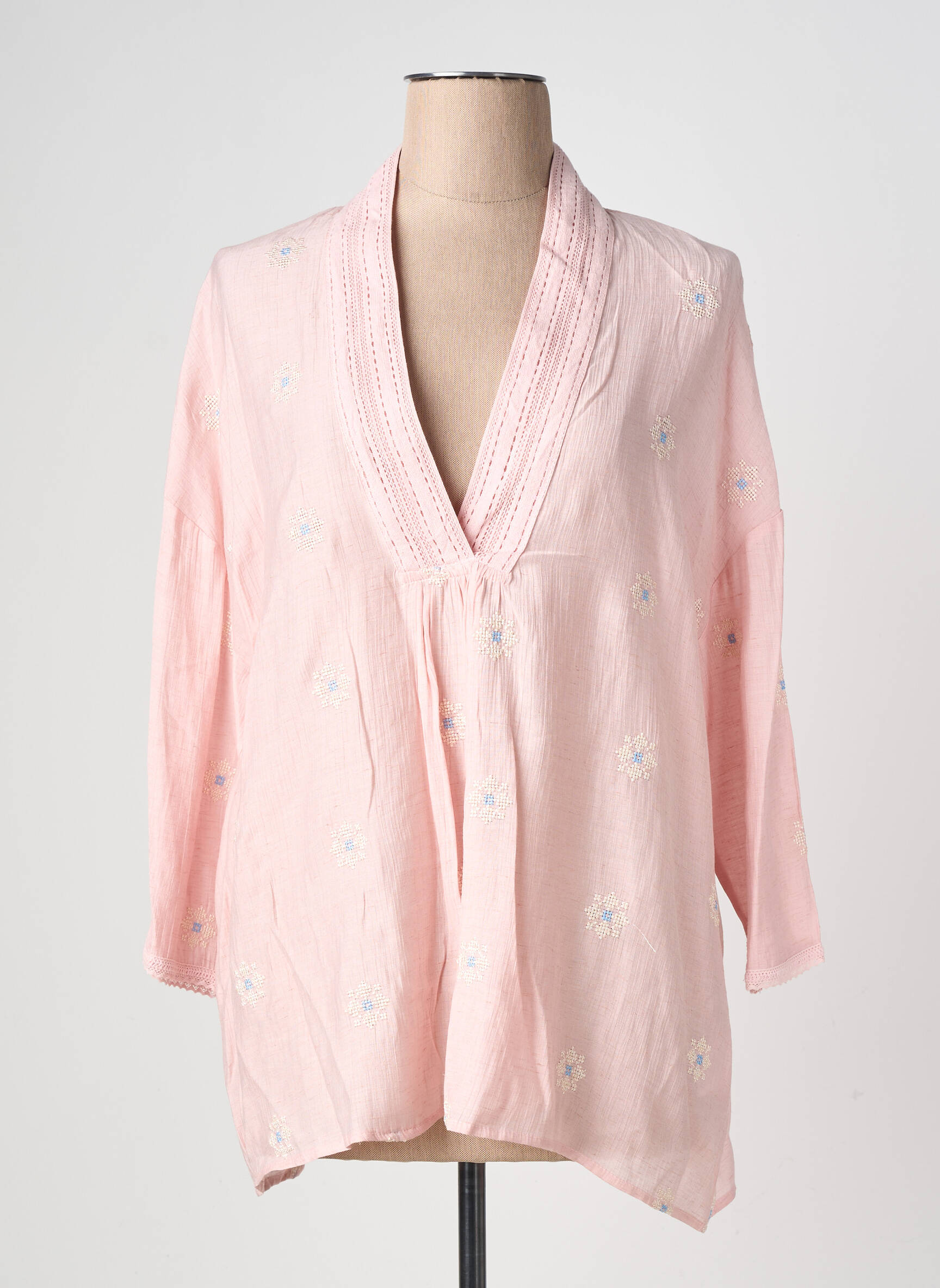Blouse manches 3/4 manches 3/4 rose GIOYA & CO femme