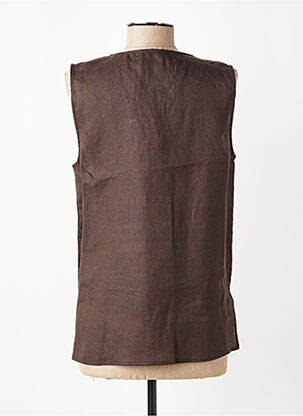 Blouse tissage popeline sans manche marron DIANA GALLESI femme