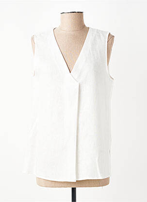 Blouse tissage popeline sans manche blanc DIANA GALLESI femme